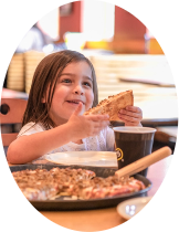 Oval Frame of Girl with Slice of Pizza