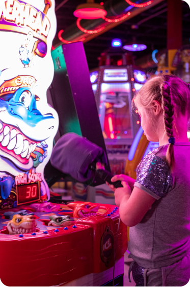 Girl playing the Hammerhead shark game