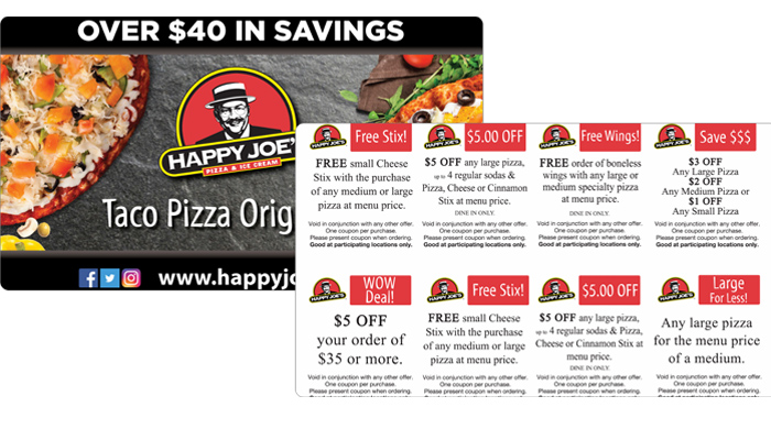 Sample Happy Joe's Pizza Fundraiser Cards