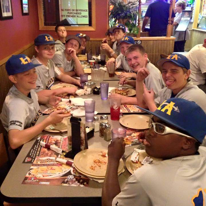 Baseball teammates at Happy Joe's Pizza Lancaster