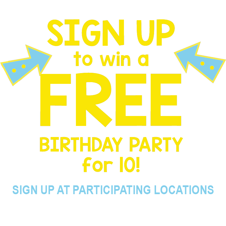 Chance to win a FREE party in April 2023. At participating locations.