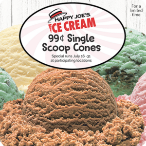 .99 cent single scoop ice cream special. 